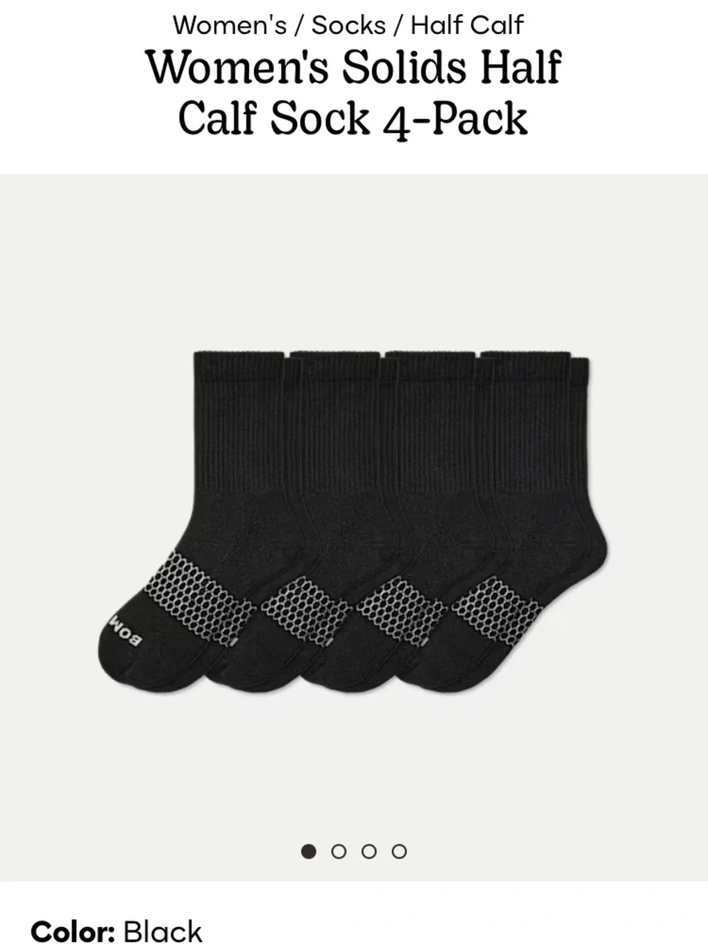 Bombas Black Half-Calf Socks 4-Pack
